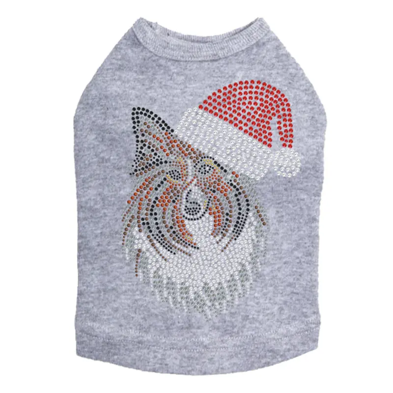 Sheltie Face with Santa Hat - Dog Tank