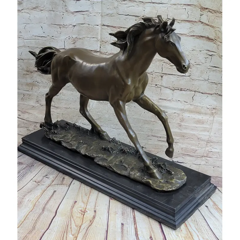 Galloping Horse Bronze Statue Sculpture Equestrian Art PJ Mene 15" x 24"