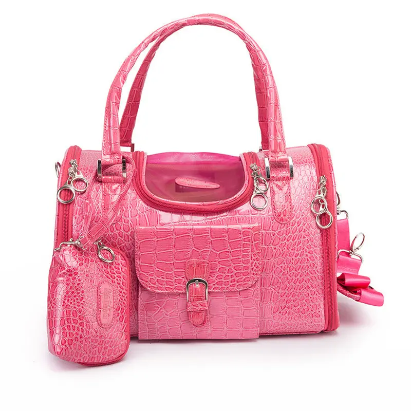 Pet Carrier Bag  Pink Croc Texture, Travel-Ready