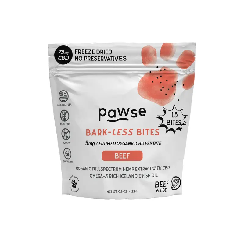 Pawse Bark-Less Bites Beef (5 MG CBD Per Bite) - For All Pets