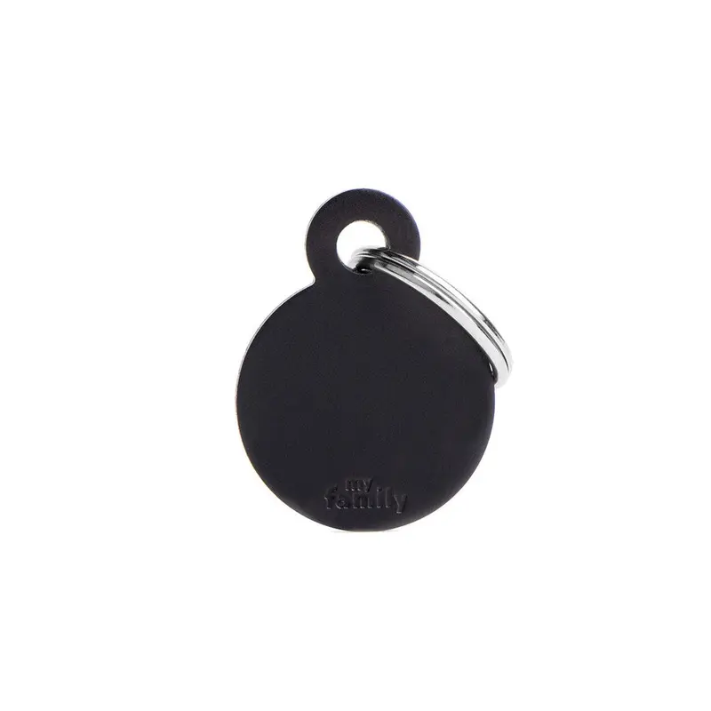 My Family ID Basic Small Aluminum Black Circle ID Tag