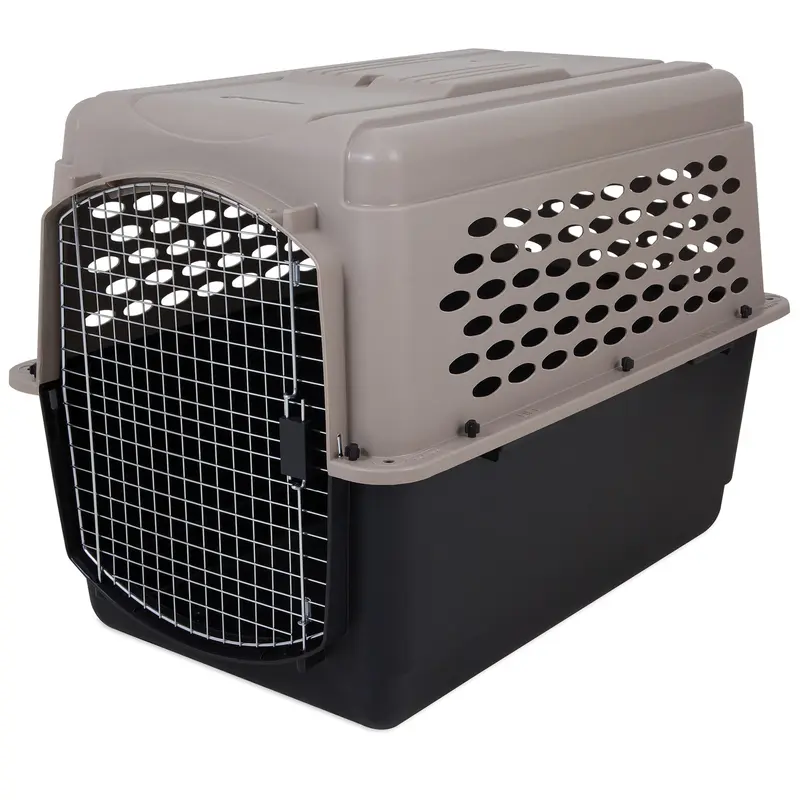 Petmate Vari Fashion Single-Door Plastic Dog Kennel  Brown  Large  40 L