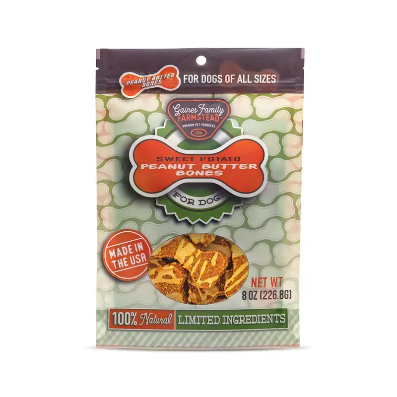 Gaines Sweet Potato Bone Peanut Butter Coated Dog Treat 8 Oz