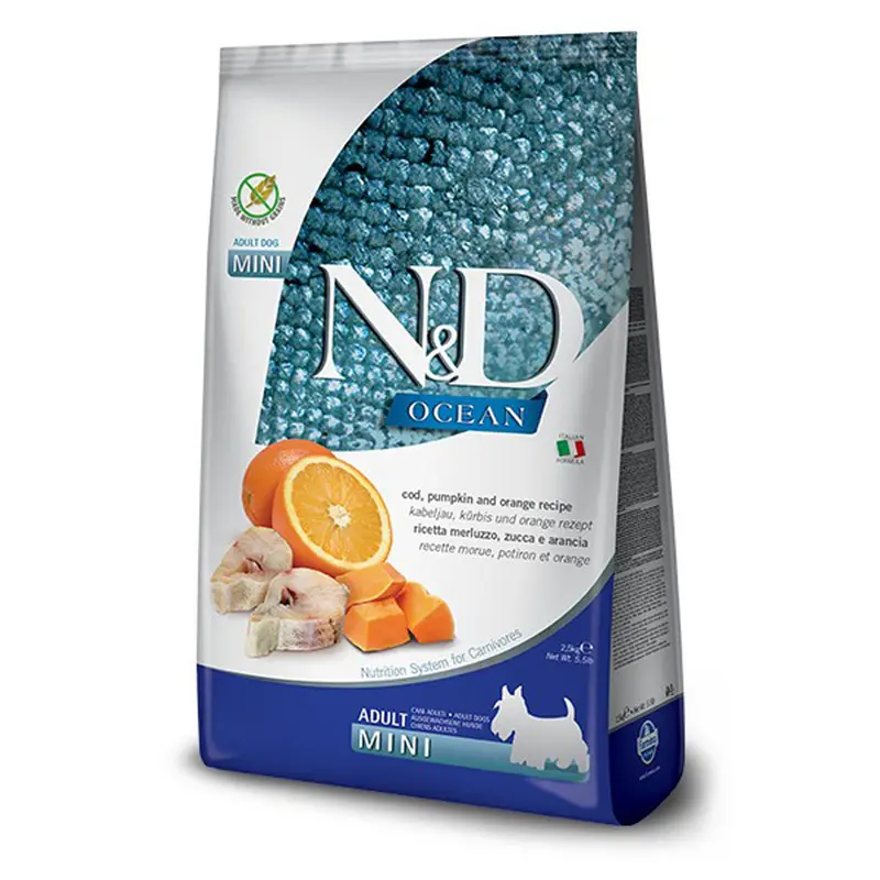 Farmina N&D Ocean Grain Free Mini Dry Dog Food - Cod, Spelt, Oats, & Orange - 5.5lb Bag