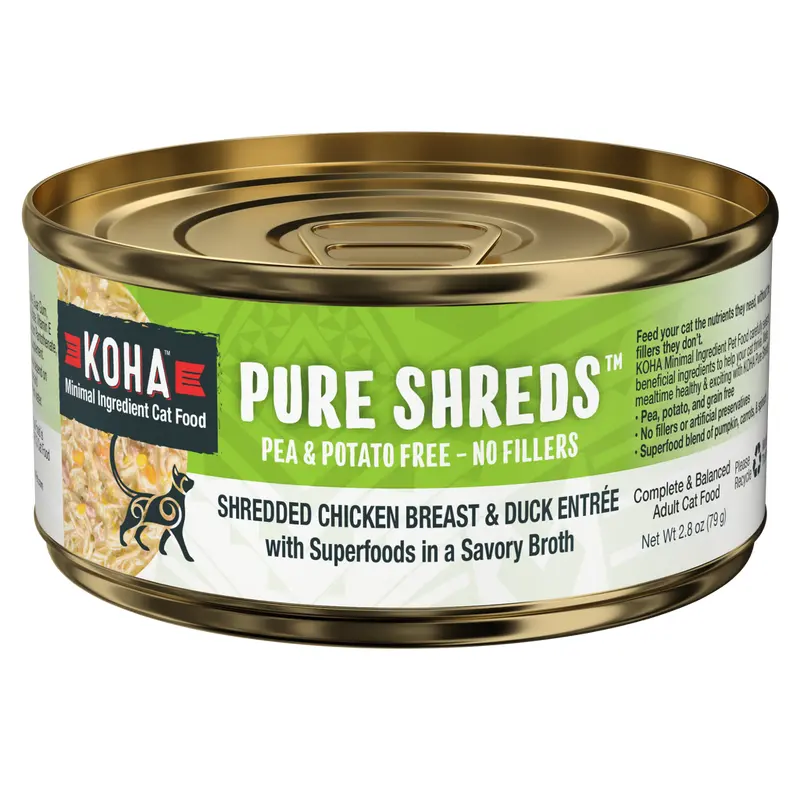Koha Wet Cat Food 2.8oz Shredded Chicken and Duck