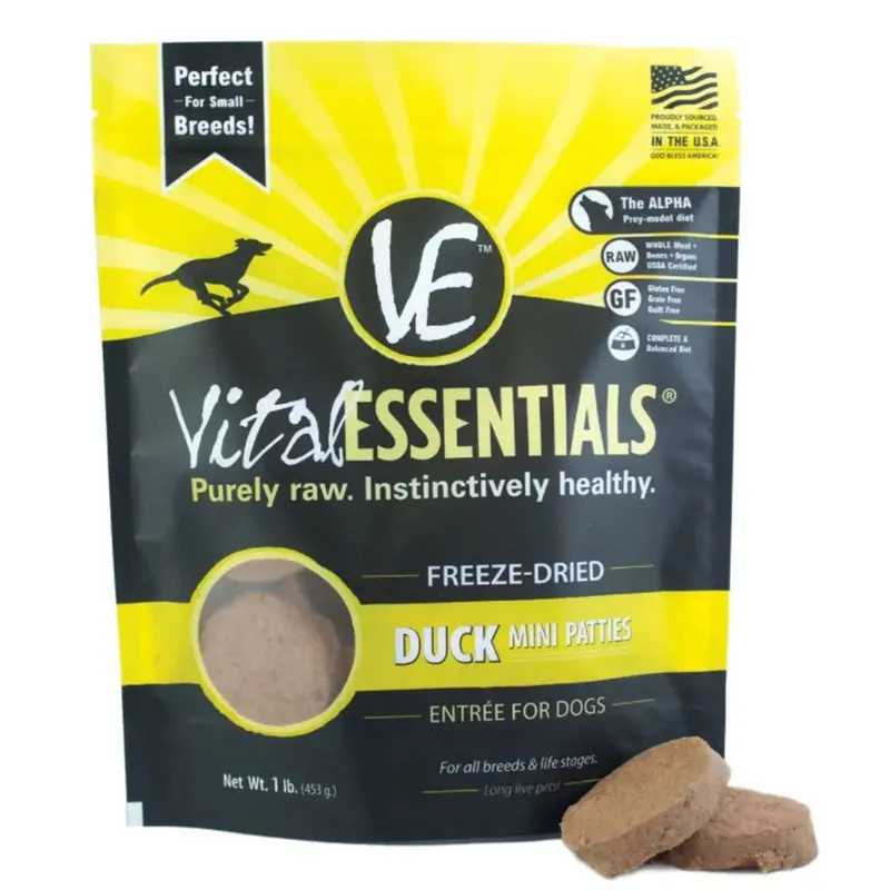 Vital Essentials 14oz Freeze Dried Mini Pate Duck Dog Food