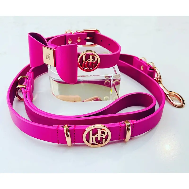 Leather Bow Collar (only) - Lipstick