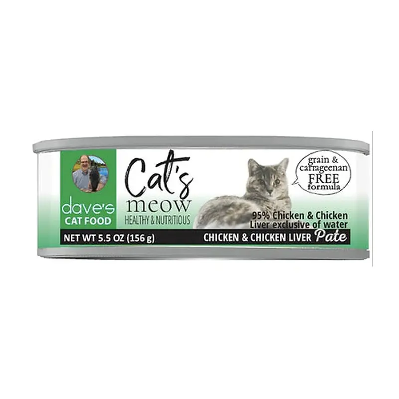 Dave's Cat's Meow Wet Cat Food 5.5oz 95% Chicken and Liver