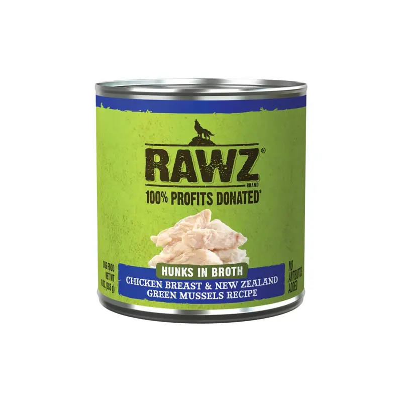 Raws Hunks In Broth Chicken Breast & New Zealand Green Mussels Dog Food Recipe 14oz