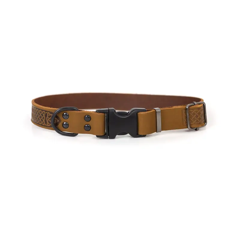 Celtic Sport Earth Brown Leather Dog Collar