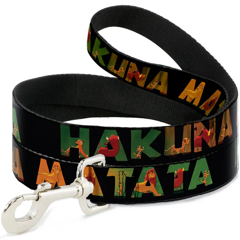Dog Leash - HAKUNA MATATA Black/Lion King Scenes