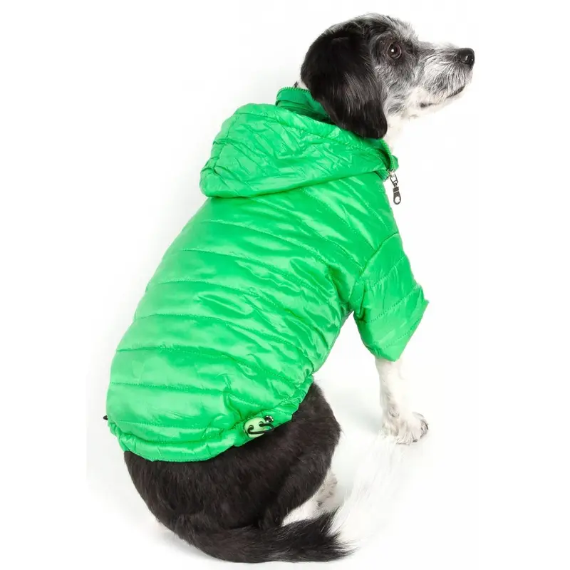 Pet Life Adjustable Mint Green Sporty Avalanche Dog Coat with Pop Out Zippered Hood