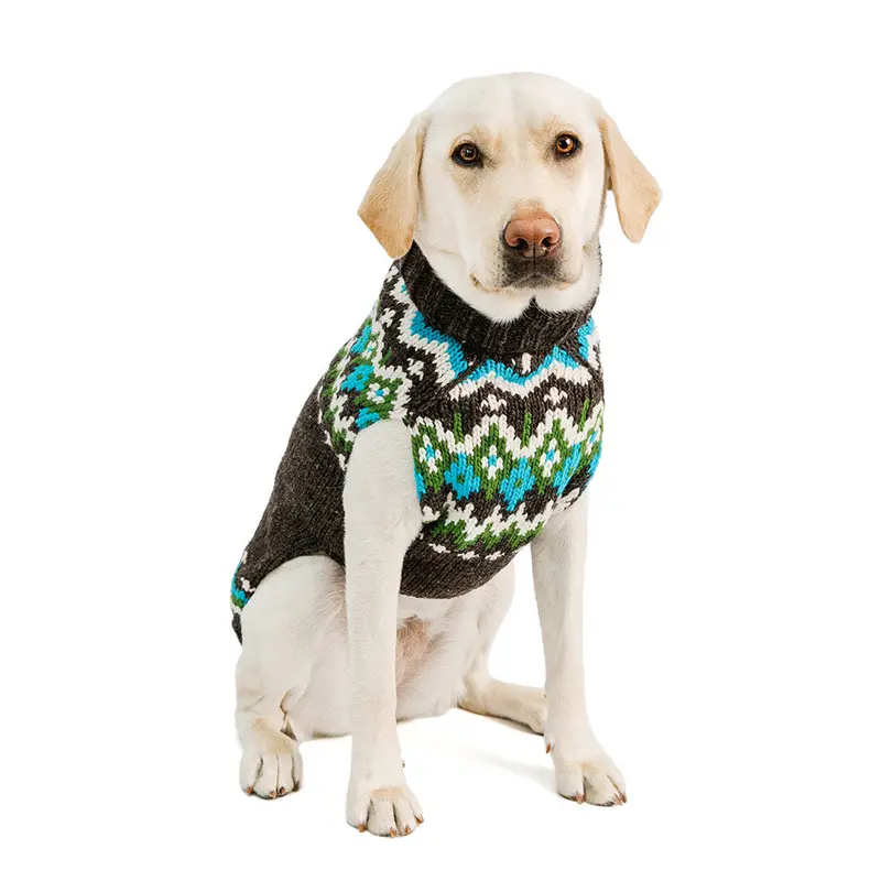 Charcoal Fairisle Wool Dog Sweater