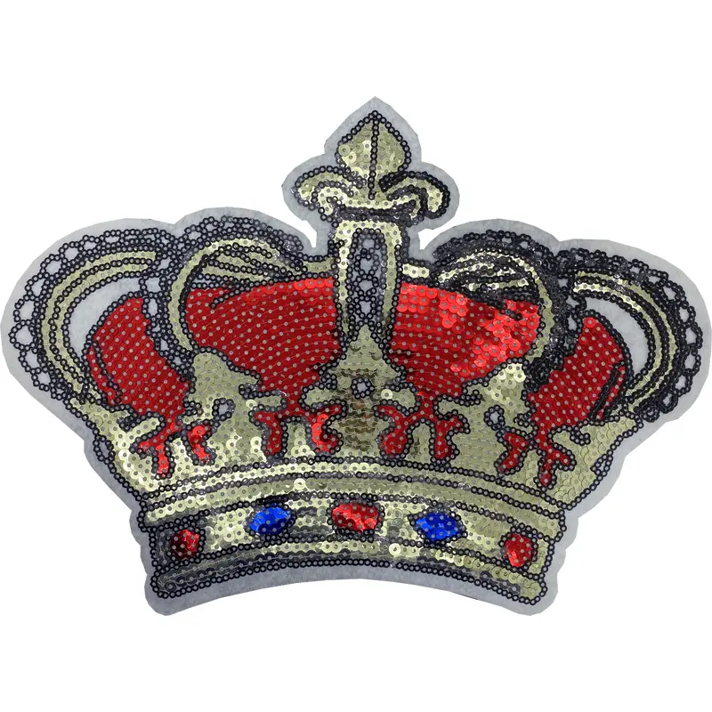 Extra Large Red and White Sequin Crown - Patch
