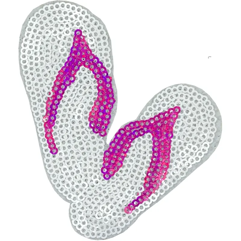White Sequin Flip Flops - Patch