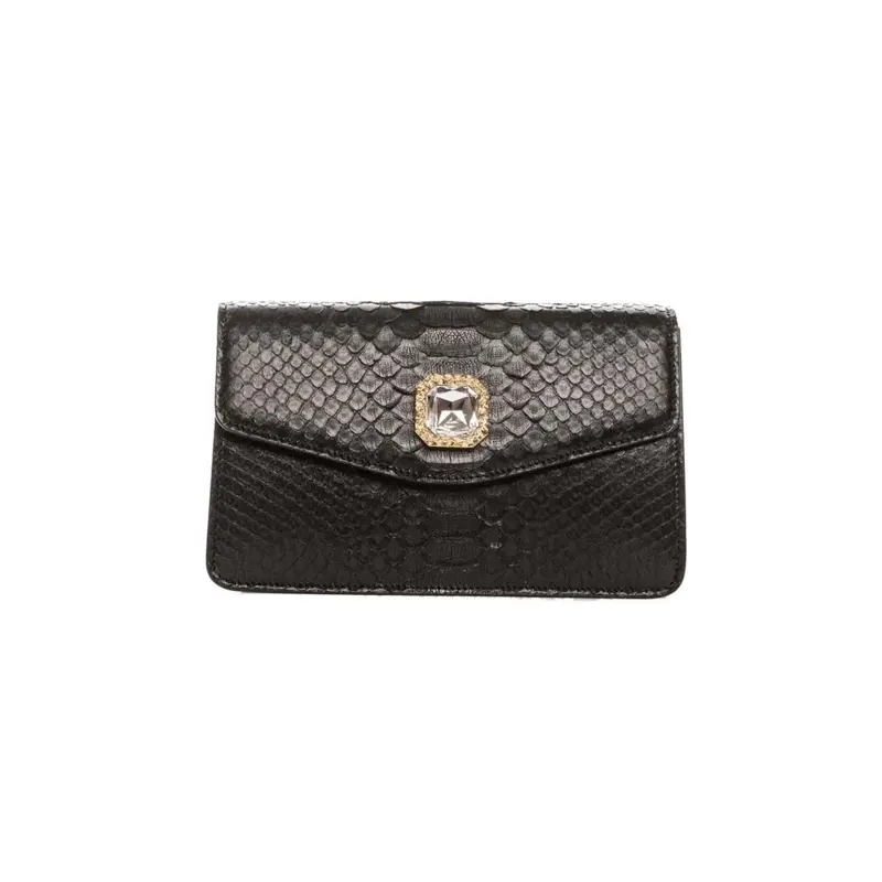 Black Python Clutch With Custom Swarovski Crystal